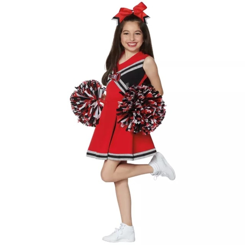 Spirit Red and Black Cheerleader Kids Costume Size Medium (8-10)